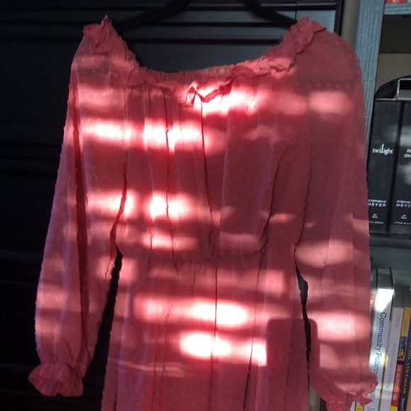 Off Shoulder Ruffle Hem Chiffon Dress - Picture 4 of 4